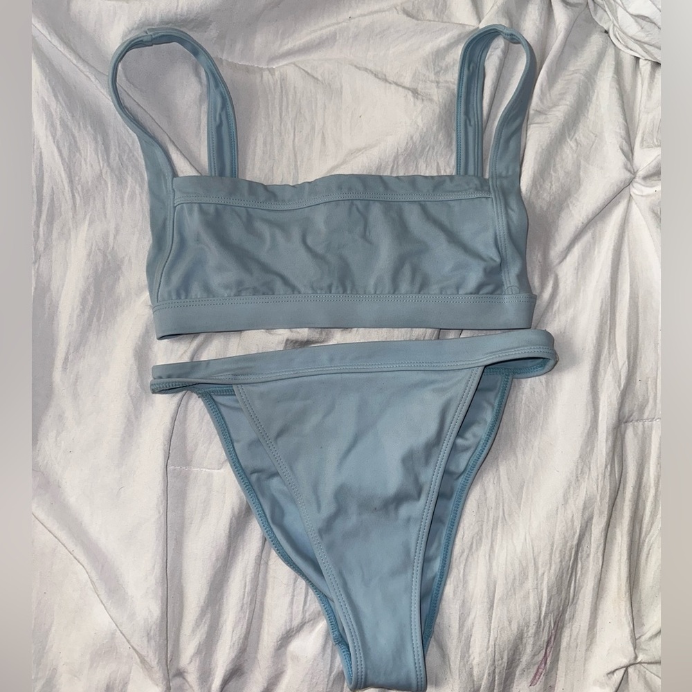 blue bikini bathing suit